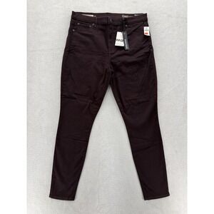 Gap 1969 True Skinny High Rise Jeans Womens 33R Brown Stretch Slim Sateen Denim